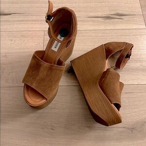 Steve Madden Tan-Brown leather Suede Boho Platform Sandals